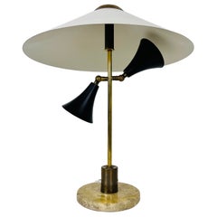 Retro Italian Marble Base and Brass Table Lamp, 1960s, Italy