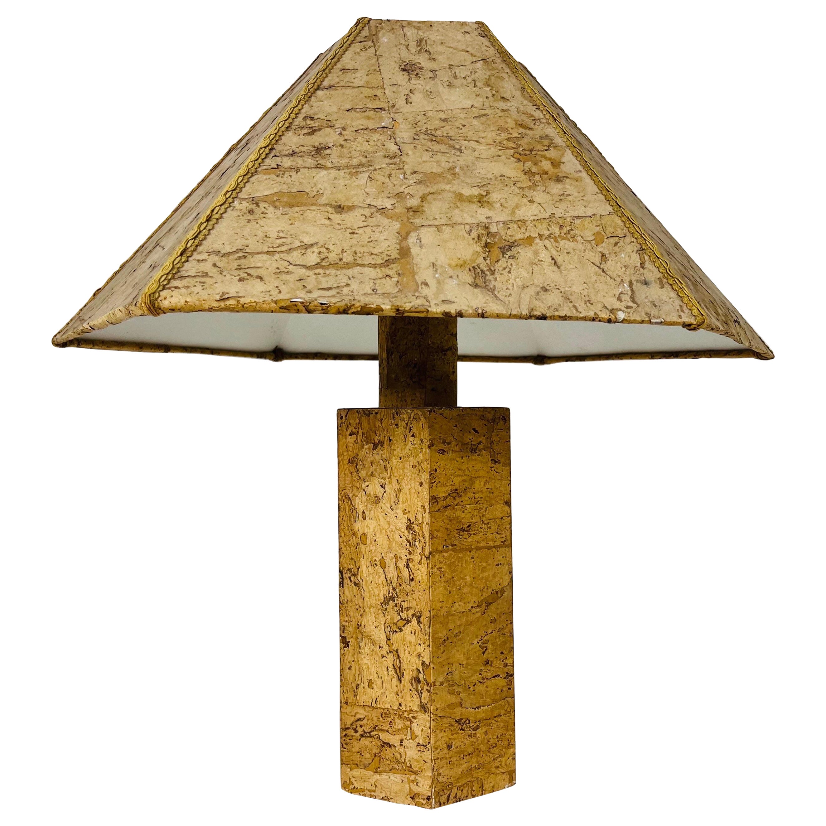 Lampe de table en liège allemande dans le style d'Ingo Maurer, années 1960, Allemagne