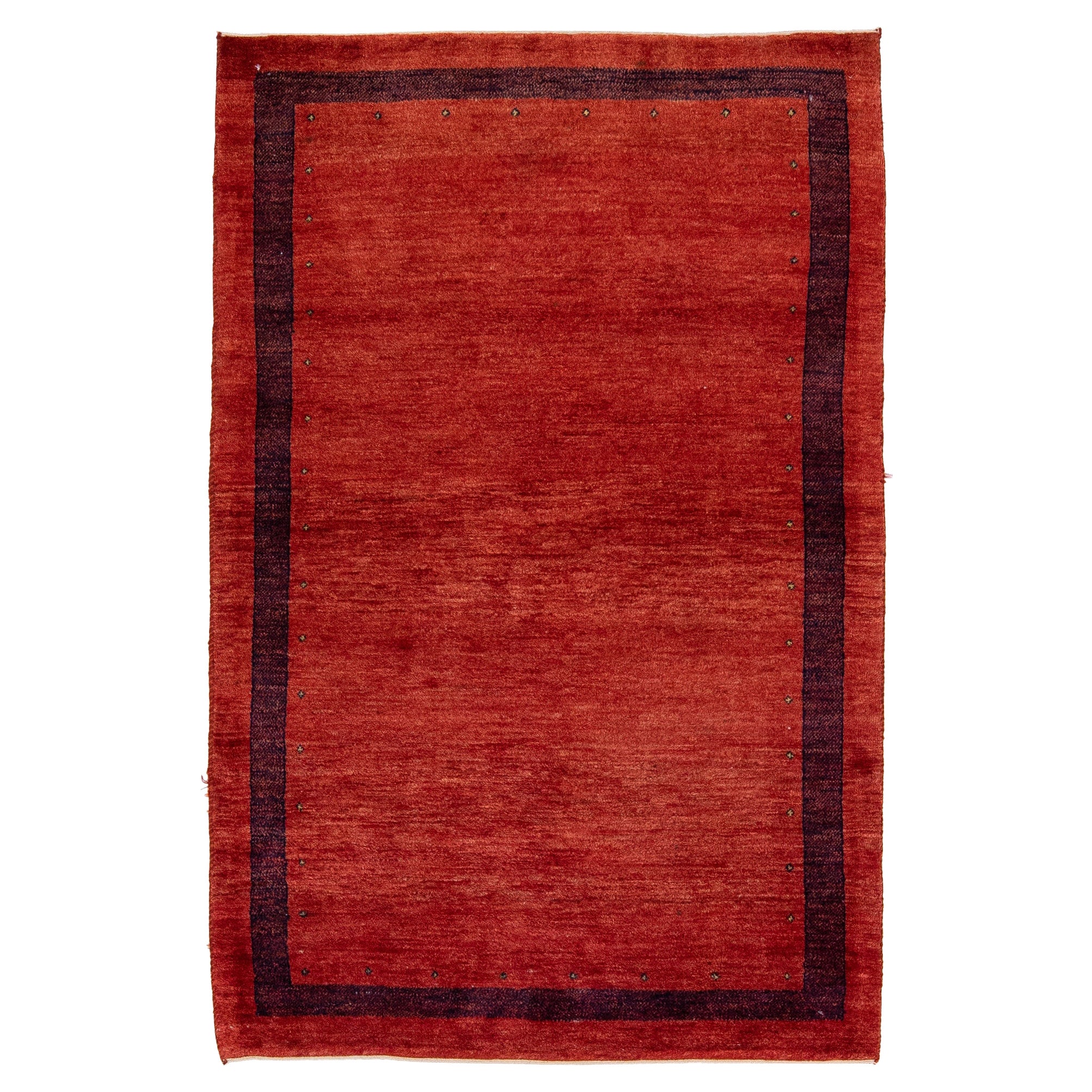 Modern Persian Gabbeh Handmade Red Wool Rug For Sale