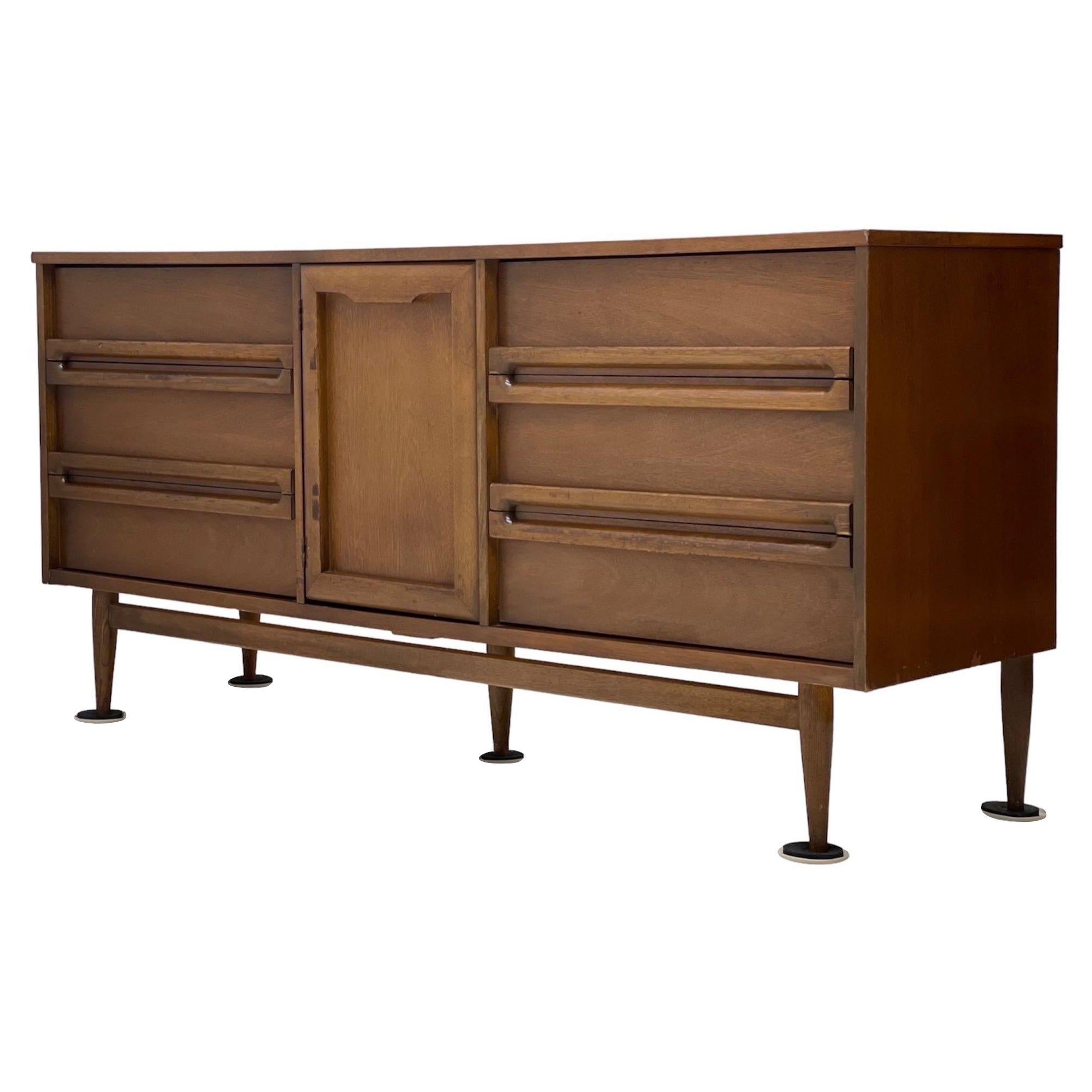 Vintage Mid Century Modern Credenza Cabinet Dovetail Drawers 