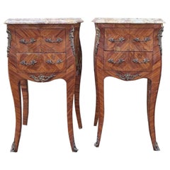 Bedside Cabinets French Antique Furniture Bombe Bedside Tables Marble Top