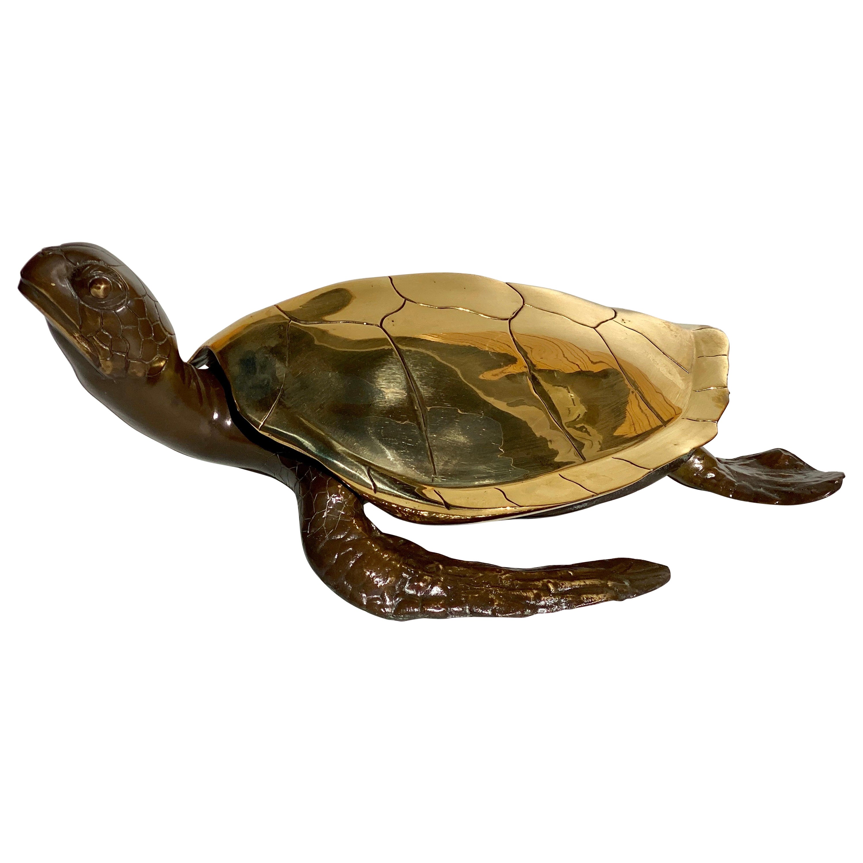 Brass Sea Turtle Sculpture / Box  For Sale