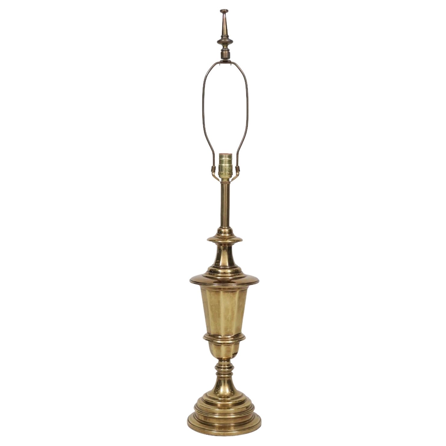 Turned Brass Table Lamp by Stiffel For Sale