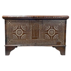 Beautiful Moorish Syrian or Asian Inlaid Inlay Wood Box Storage Chest Trunk