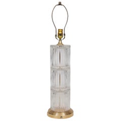 Sculptural Glass & Brass Table Lamp