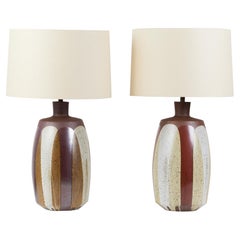 Pair of David Cressey Stoneware Flame Glaze Lamps