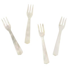 Vintage Mother of Pearl Appetizer or Caviar Forks, Set of 4