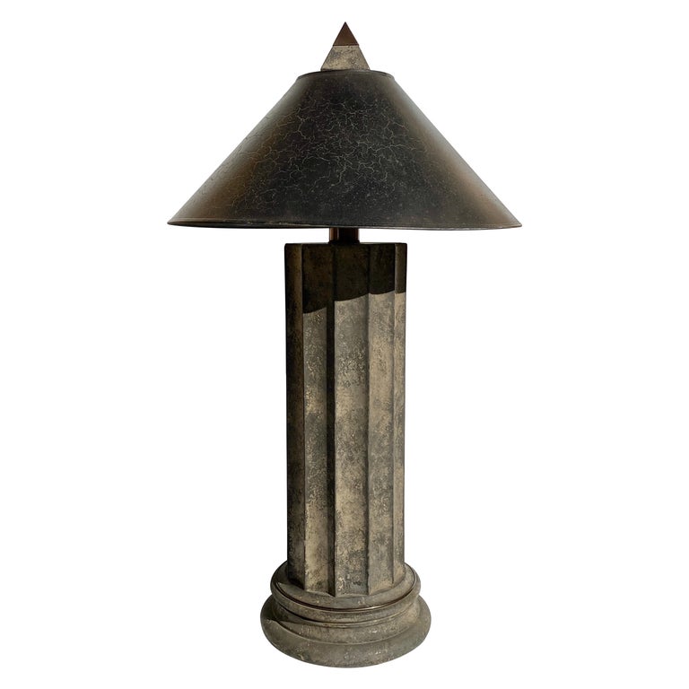 Faux Stone Architectural Column Lamp For Sale at 1stDibs