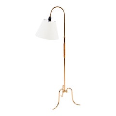 Elegant Mid-Century Floor Lamp in Brass by Lysberg Hansen, Danish Design