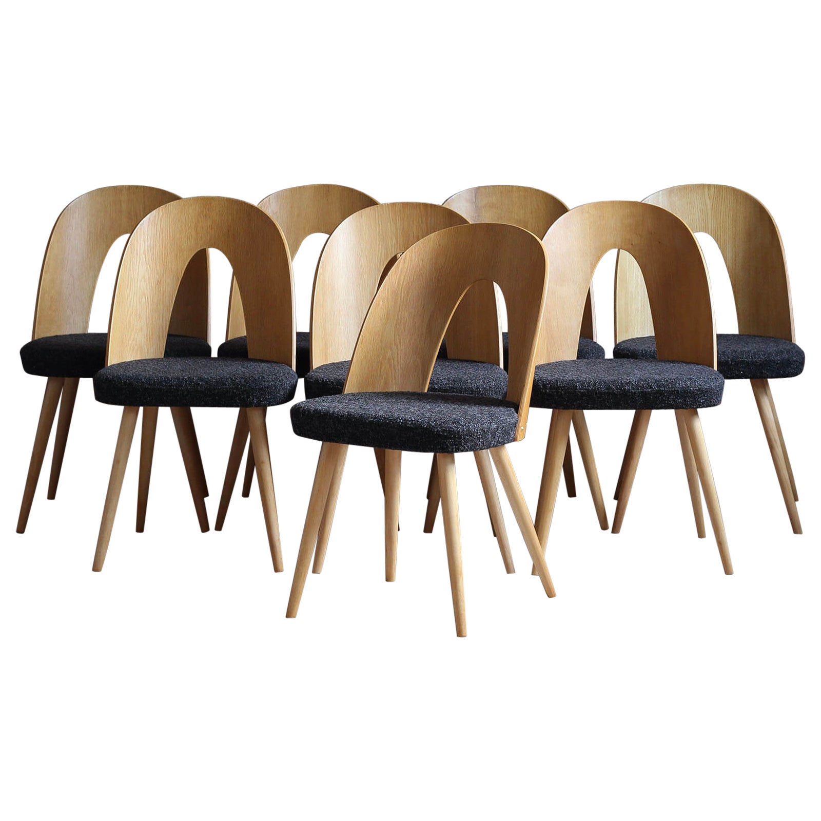 Ensemble de 8 chaises de salle à manger Mid-Century par a.Šuman, tapisserie personnalisable disponible en vente