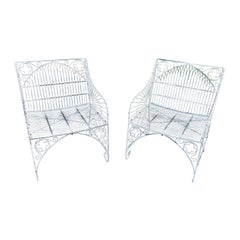 Pair of Vintage Wrought Iron Patio Chairs