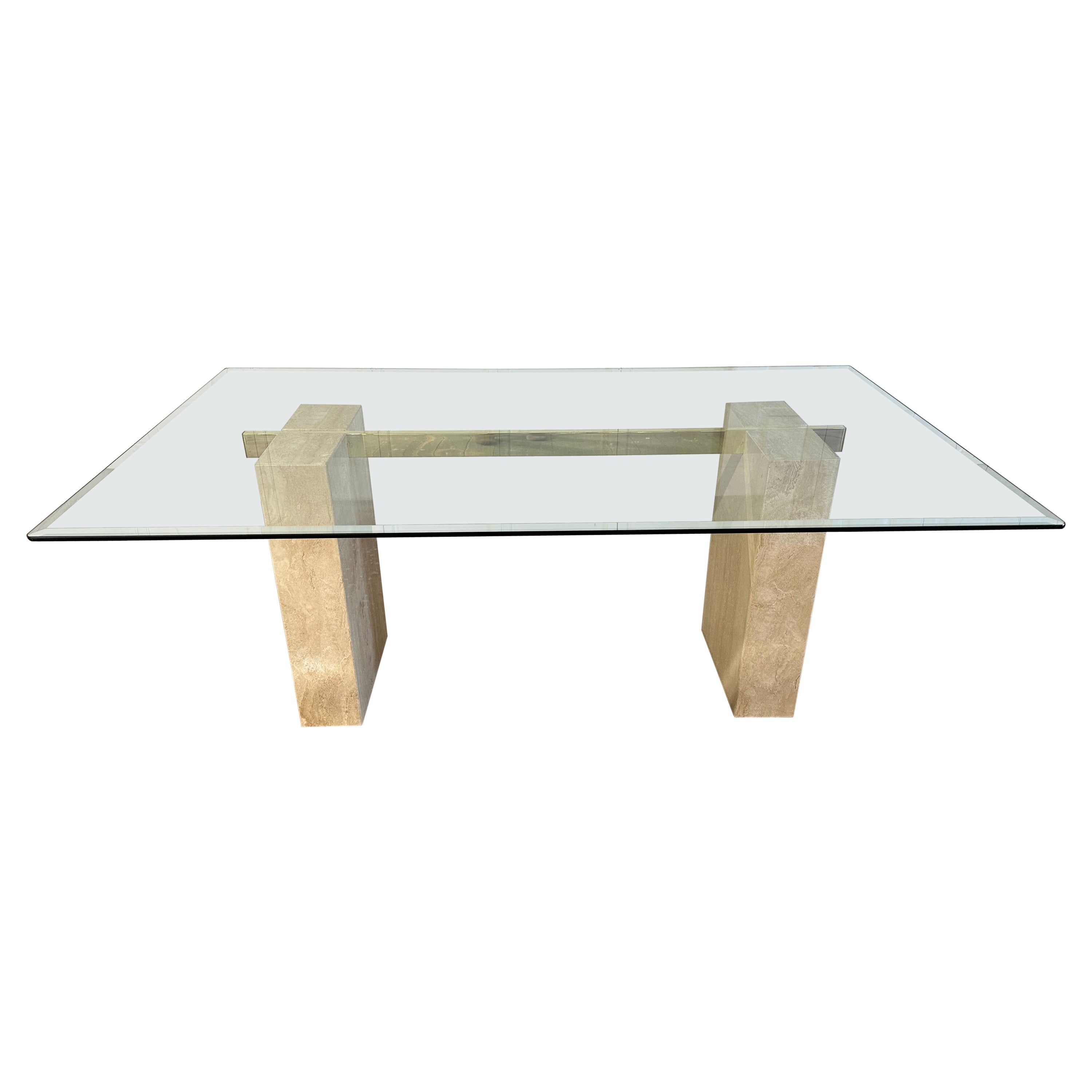 Artedi Post Modern Marble Glass Dining Table