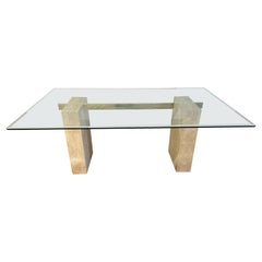 Artedi Post Modern Marble Glass Dining Table