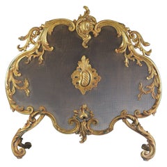 French Brass Rococo Fire Screen