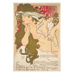Mucha, Salon des Cent, Original Art Nouveau Belle Epoque Vintage Poster, 1896