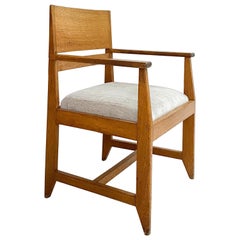 Oak Armchair by Dutch Modernist H. Wouda, Haagse School