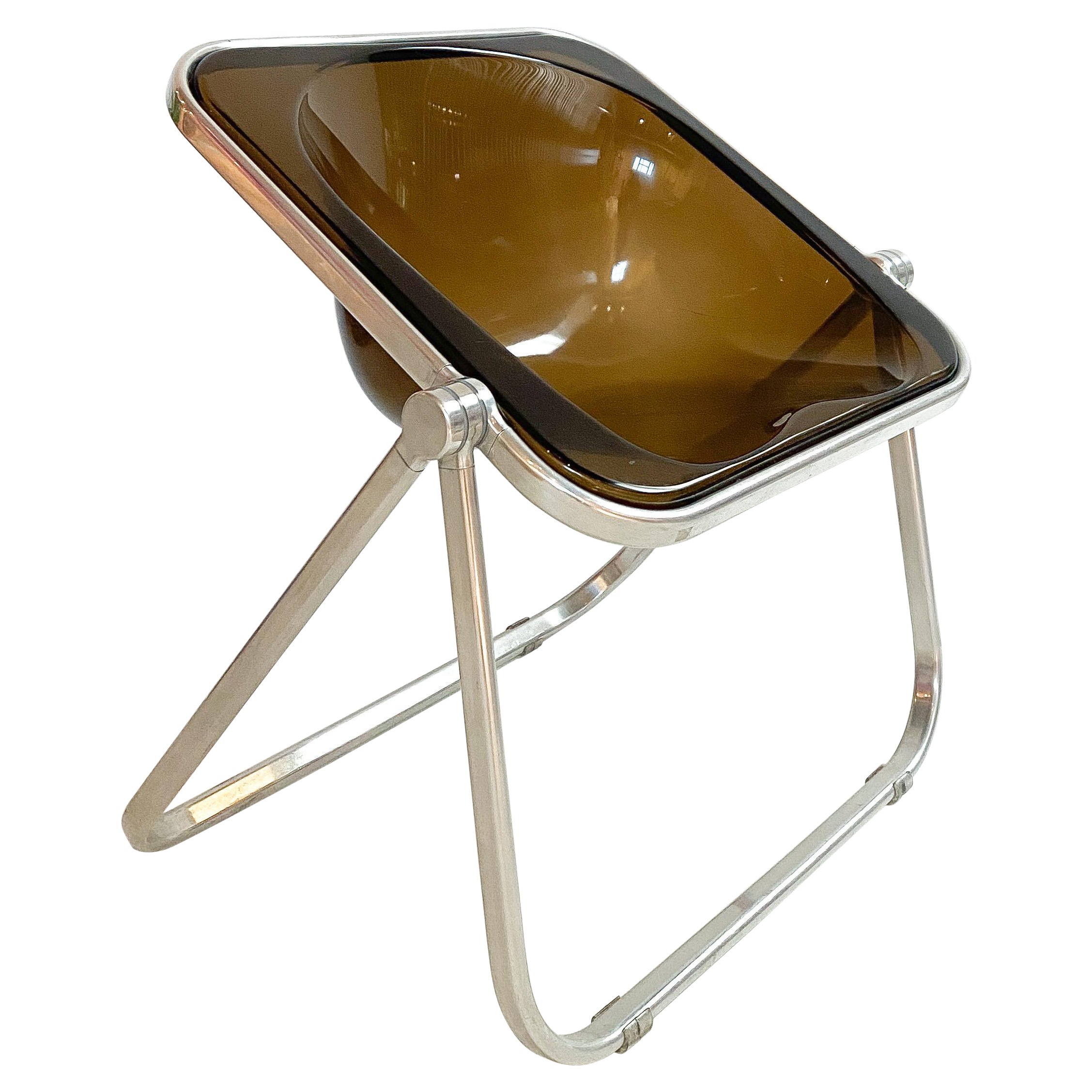 Seventies Folding Plona Chair by Giancarlo Piretti for Castelli in Clear Brown