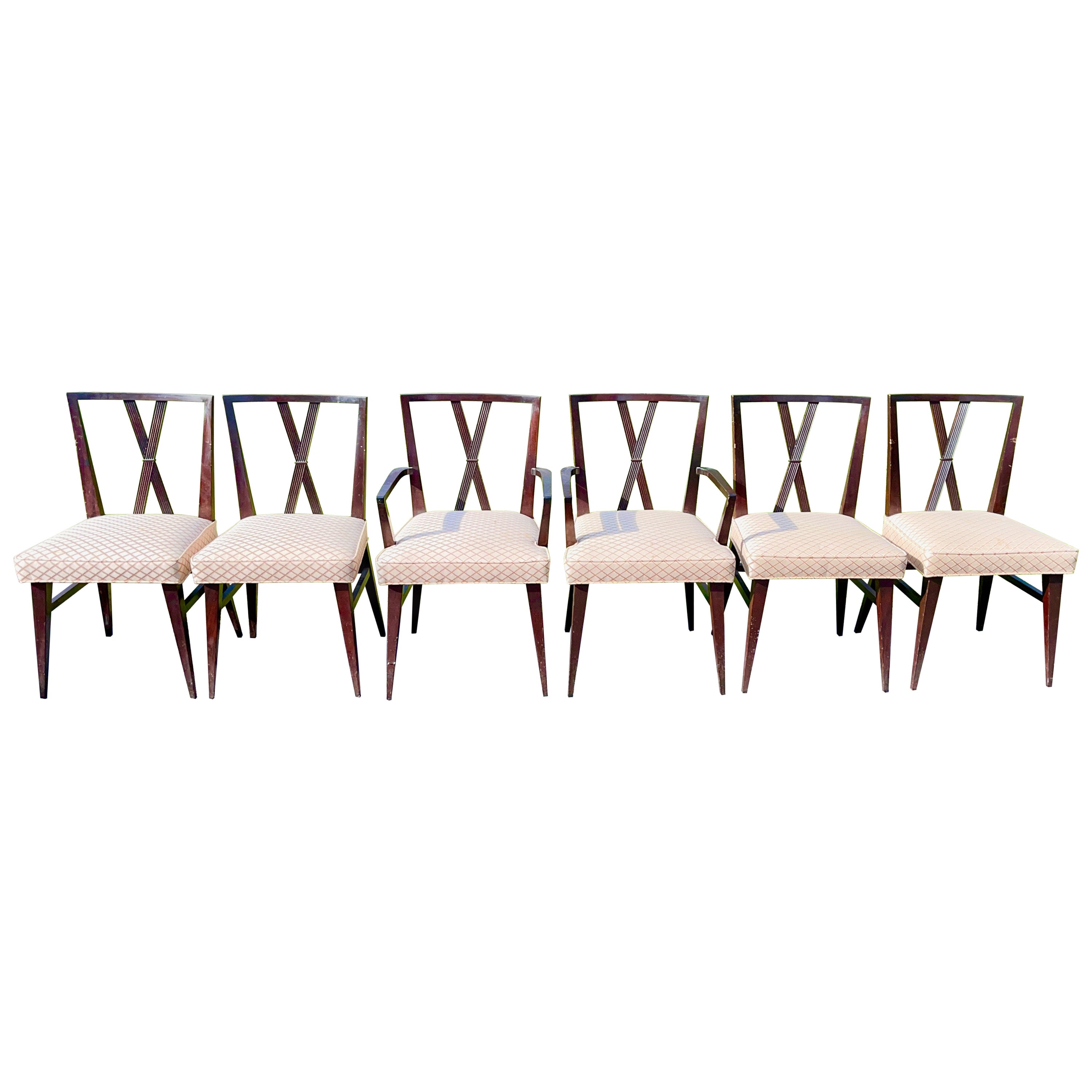 Tommi Parzinger for Charak Modern Set of Six X Back Dining Chairs