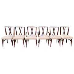 Tommi Parzinger for Charak Modern Set of Six X Back Dining Chairs