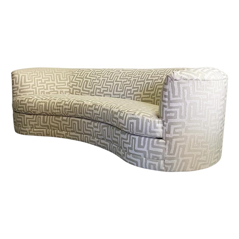 Vintage Curved Sofa, Newly Upholstered For Sale at 1stDibs