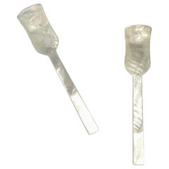 Used Mother of Pearl Caviar Spoons, Set of 2