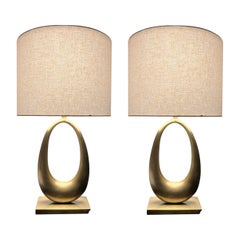 in Stock Pair of Bronze Jewel Table Lamps in Gold Finish by Elan Atelier