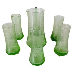 Ensemble de cocktail en verre vert vintage, Italie, années 1960