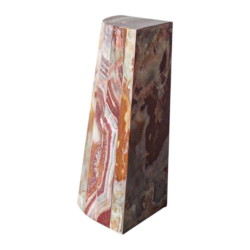 "Millart" Red Dragon Onyx Pedestal Side Table by Christiane Lemieux For Sale
