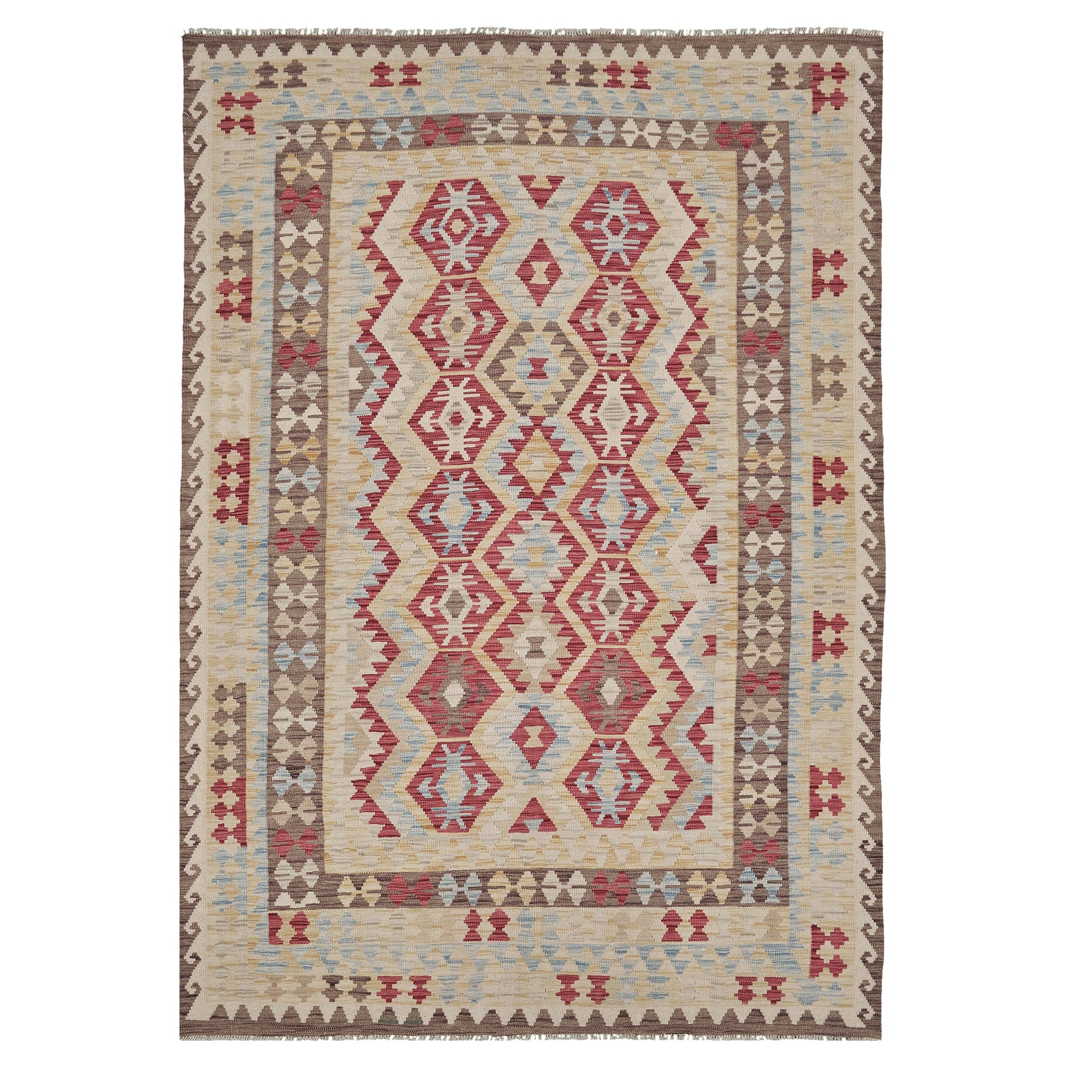 Mehraban Vintage Style Tribal Natural Dye Flat Weave Kilim For Sale