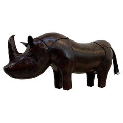 Vintage Dimitri Omersa Leather Rhinoceros Footstool, 1960s