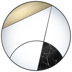 Eclipsis II 80 Wall Mirror Marquinia Marble and Brushed Brass by Atlasproject