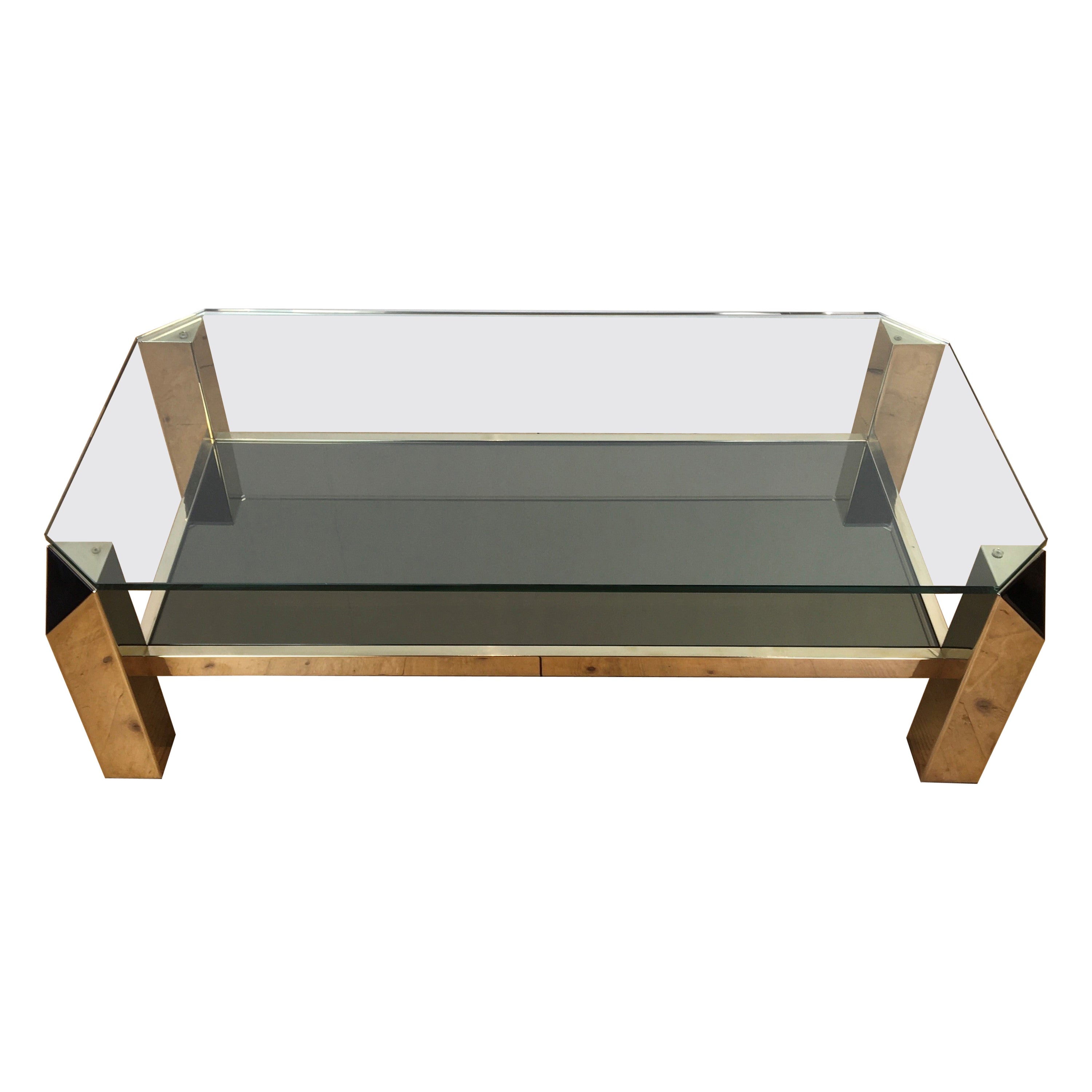 23kt Golt Plated Belgo Chrom Coffee Table, 1970s