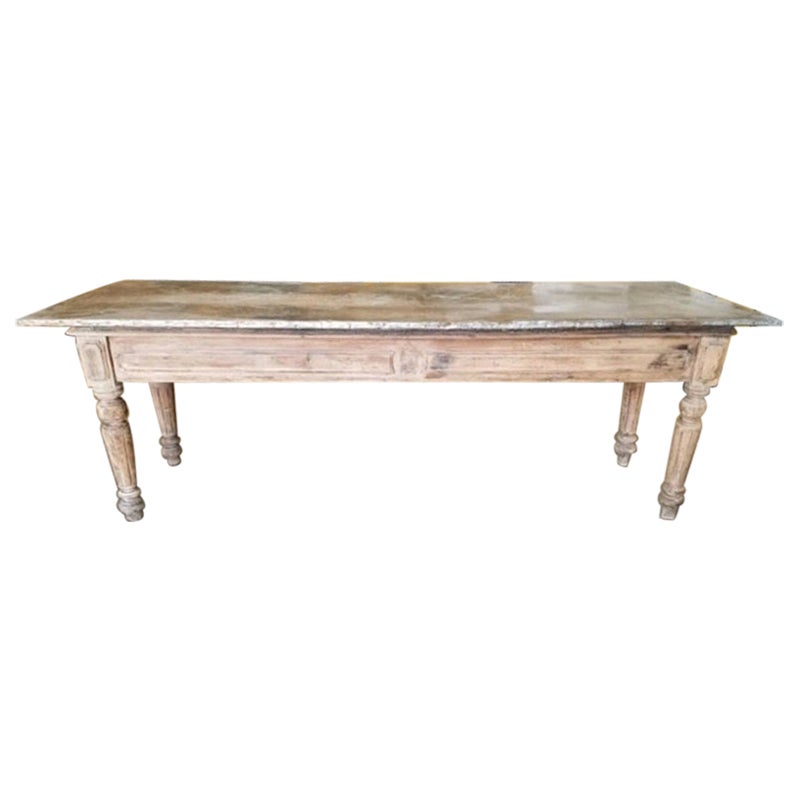 Natural Tree Trunk Dining Table with Zinc Top at 1stDibs tree trunk dining room table, zinc