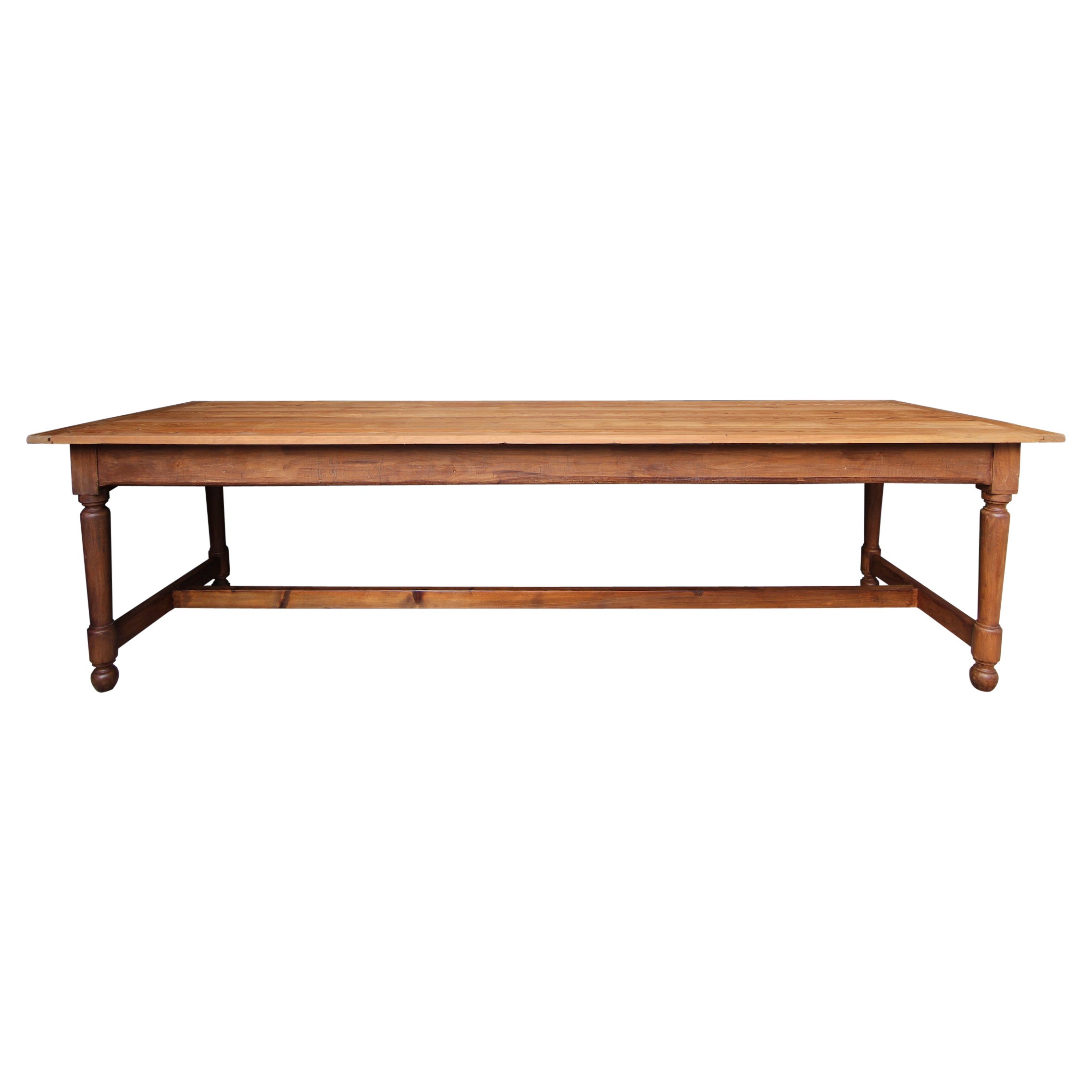 Thick Solid Teak Wood Top Early 20th Century Elegant Plantation Dining