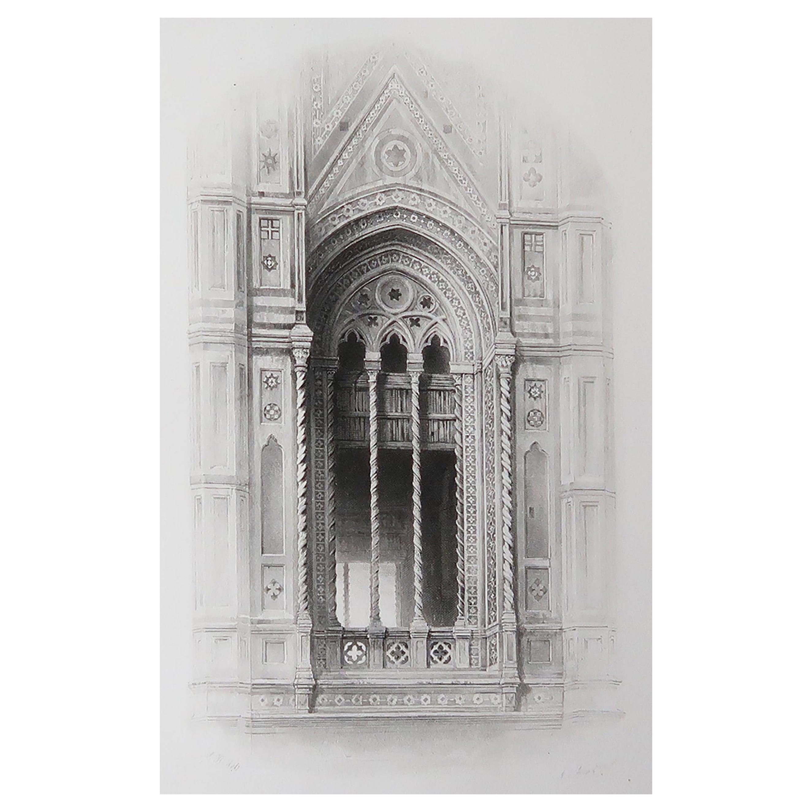 Original Antique Architectural Print by John Ruskin, circa 1880, 'Florence'
