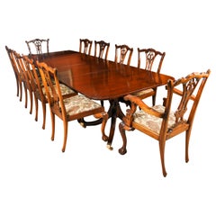 Vintage Dining Table & 10 Chippendale Chairs William Tillman 20th C