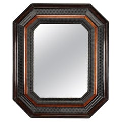 Ebonised and Amboyna Octagonal Mirror