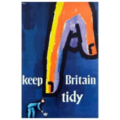 Original Retro Poster Keep Britain Tidy Litterbug Trash Rubbish Finger Design