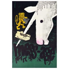 Affiche vintage d'origine Keep Britain Tidy Mess Age, Bote  dchets, Motif de licorne d'un lion