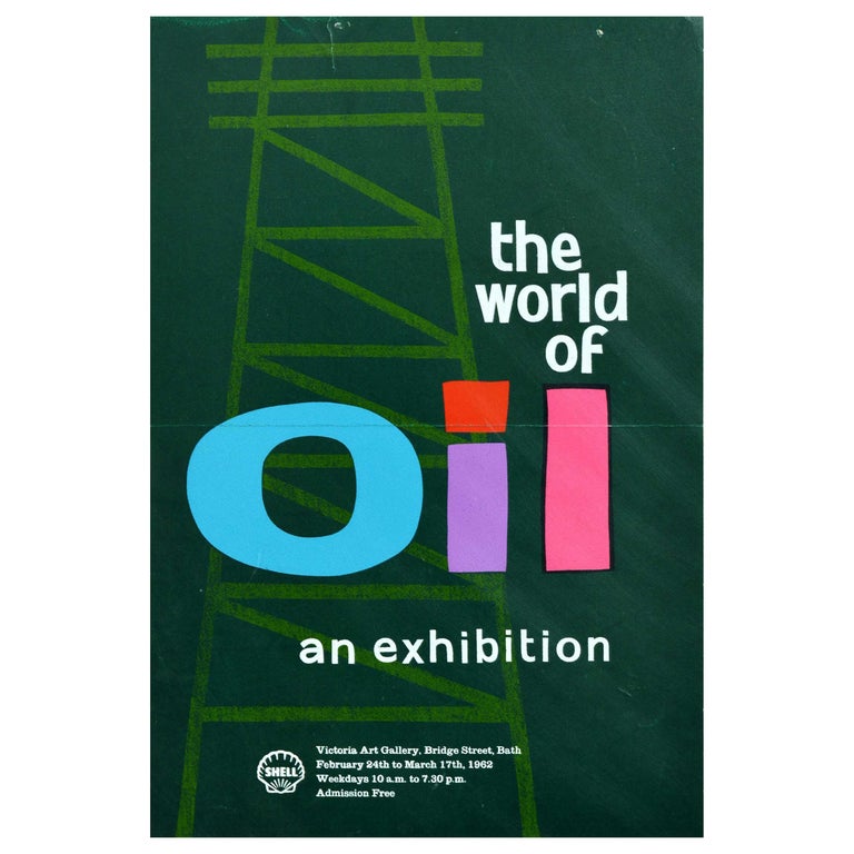 Original Vintage Poster The World Of Oil Exhibition Shell Victoria Art