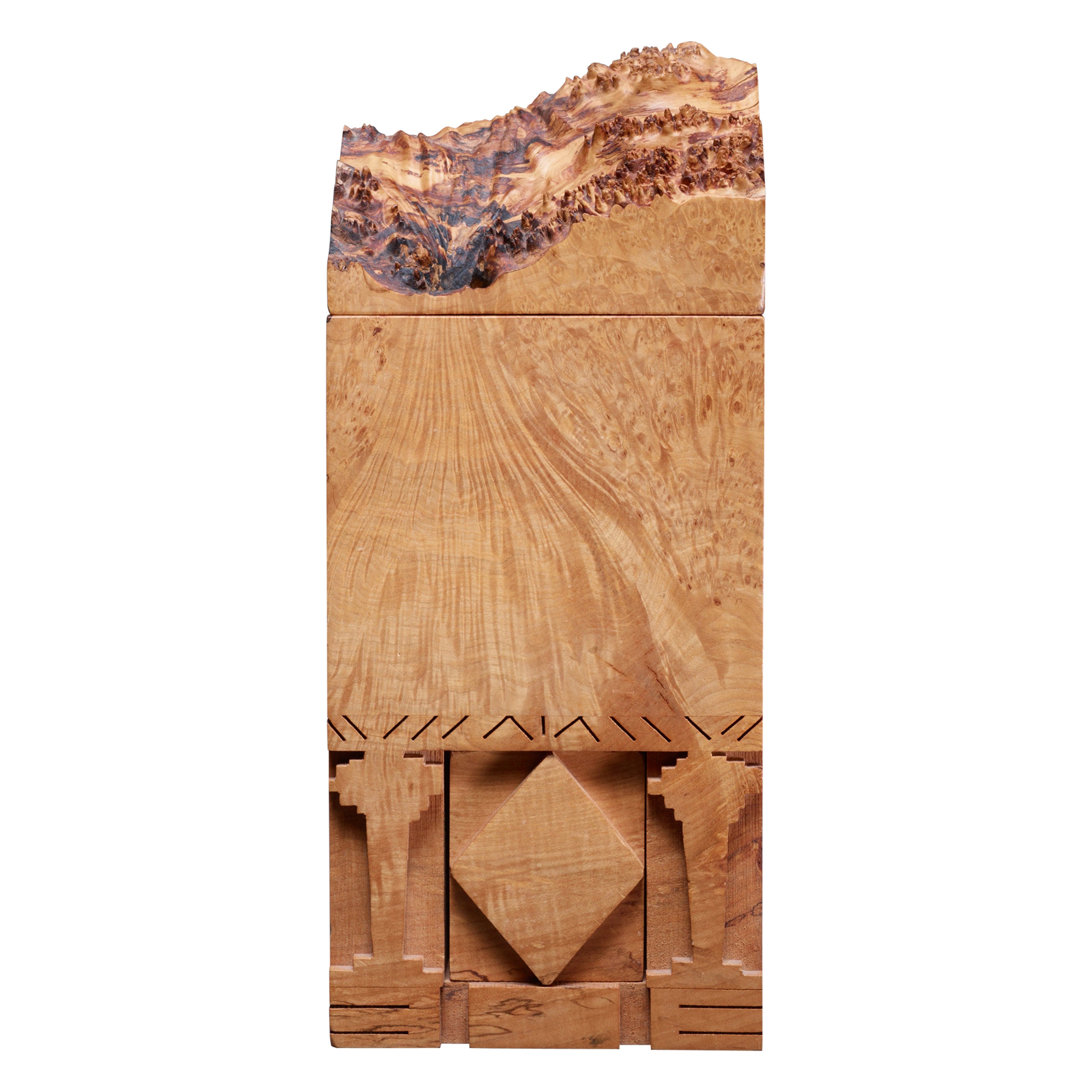 Michael Elkan studio crafted sculptural maple burl box, USA, 1980s For Sale