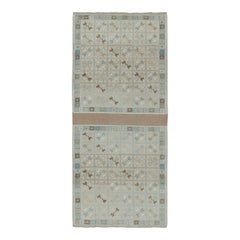 Retro Tribal Rug in Gray with Beige and Blue Geometric Patterns by Rug & Kilim