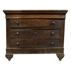 Antique Piedmontese Chest of Drawers in Walnut, 19th Century Italy