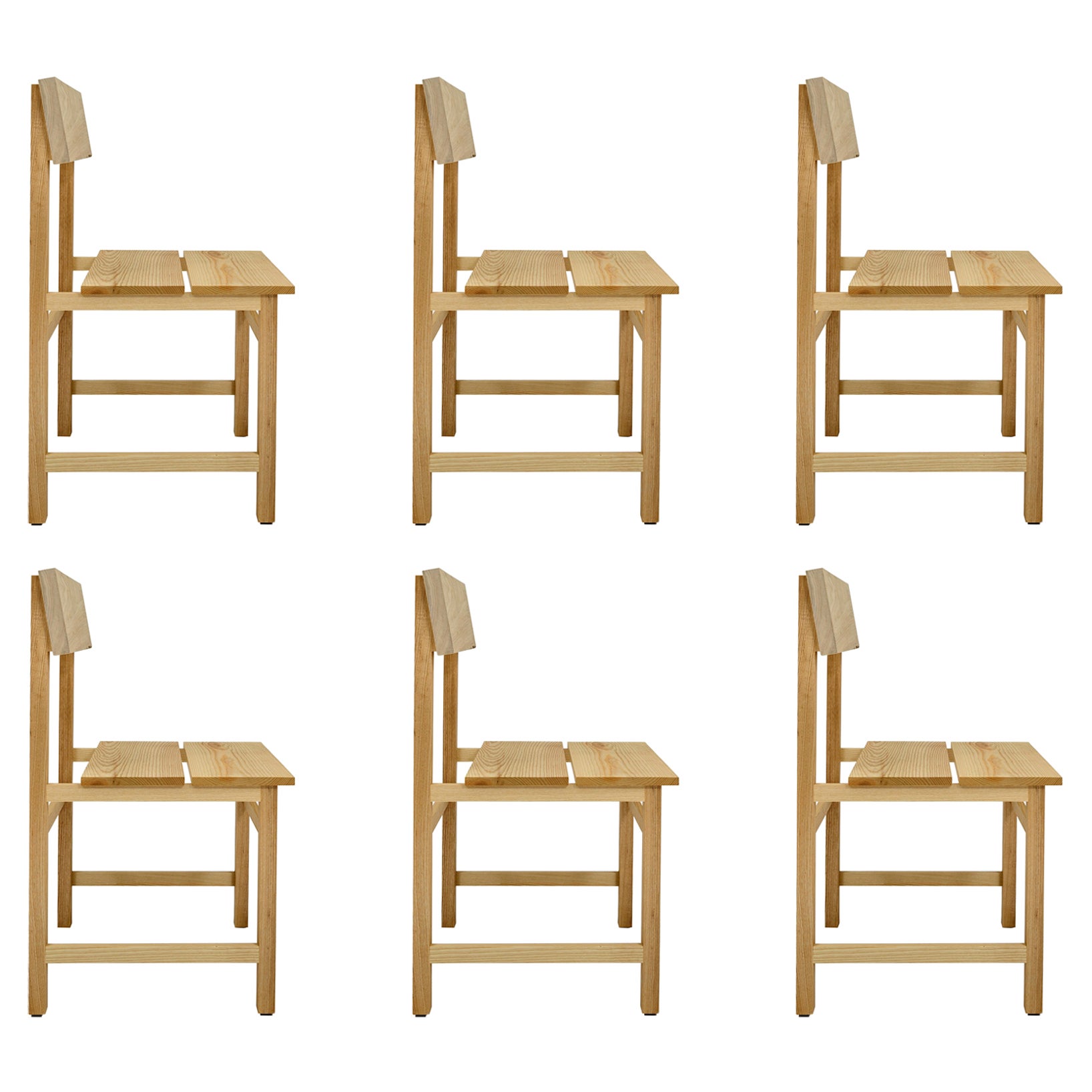 Prairie Chair, Modern Ash Wood Dining Chair, Set of 6