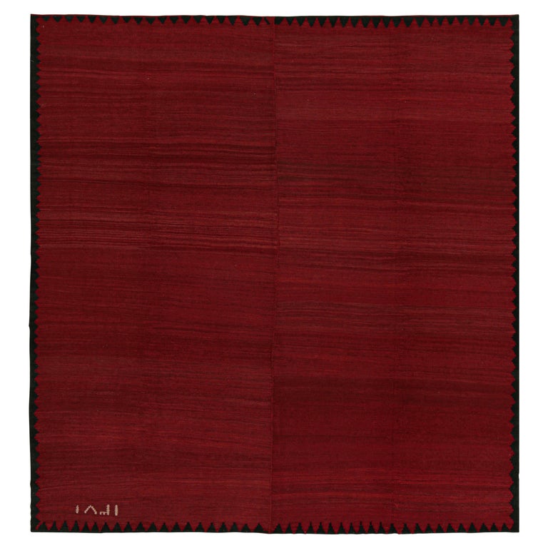 Vintage Persian Bidjar Kilim in Burgundy with Signature, by Rug and