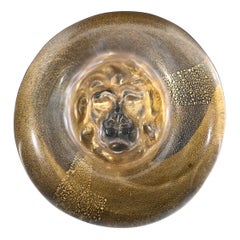 Midcentury Nason Italian Murano Gold Crystal Glass Lion-Shaped Paperweight 1970s
