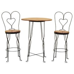 tg Ice Cream Parlor Bistro Dining Set Tall Table & Chairs Victorian - 3pc Set