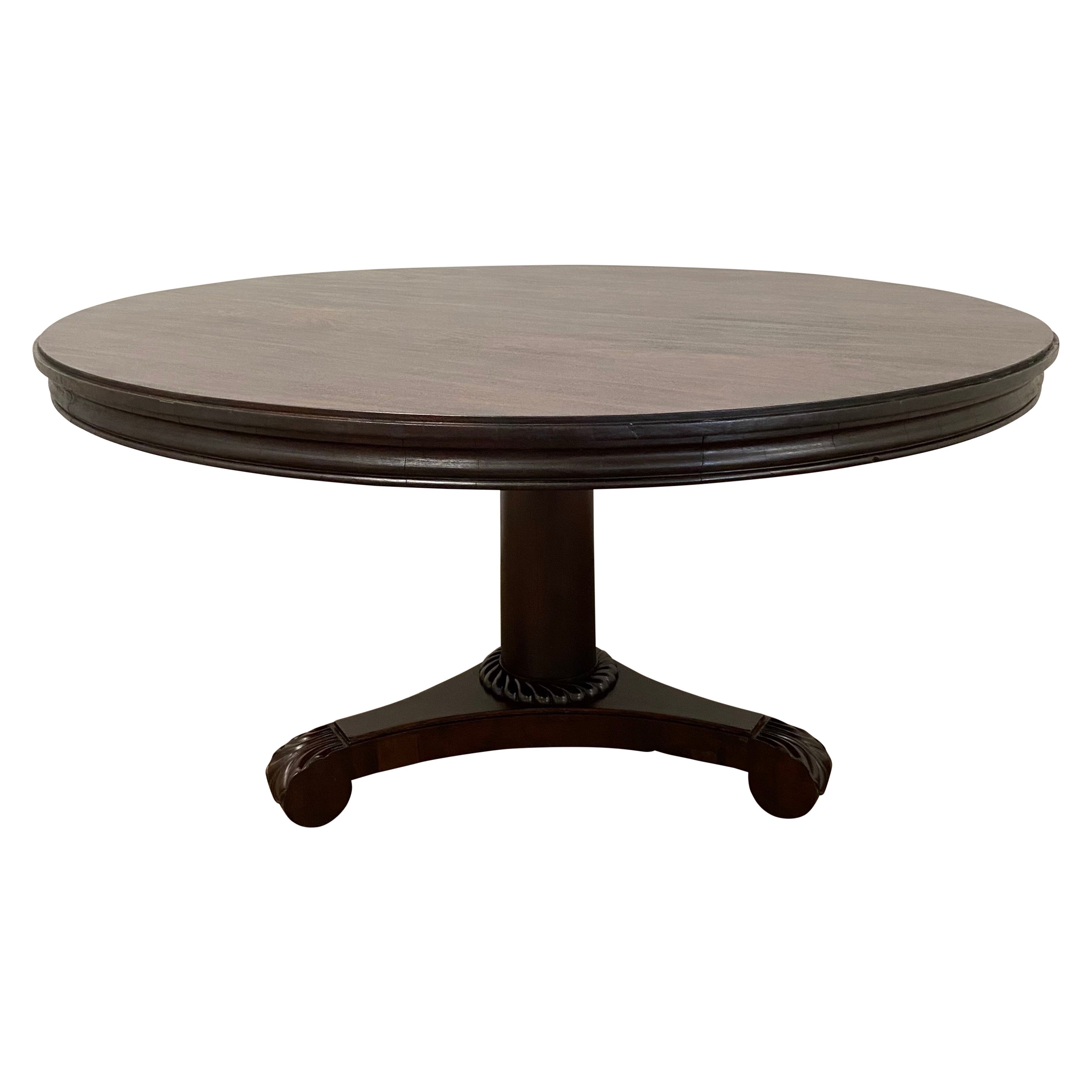 Round English Regency Pedestal Dining or Center Table
