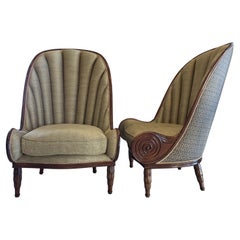 Pair of Nautilus Chairs Designed by  by Paul Iribe, executed by Annibale Colombo