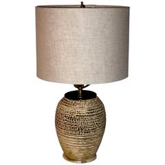1940s Textured Ceramic Desk/Table Lamp, France